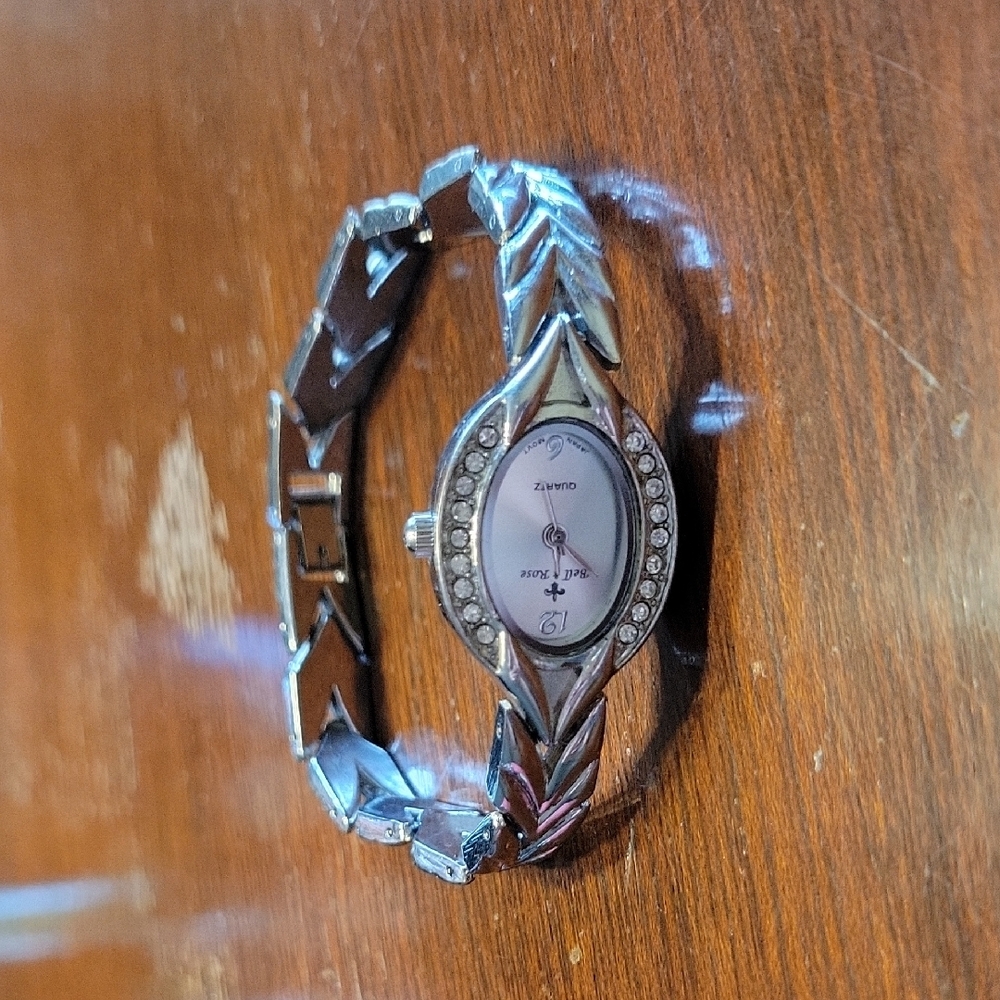 Silver Quartz Watch with Crystal Accents - Picture 3 of 3